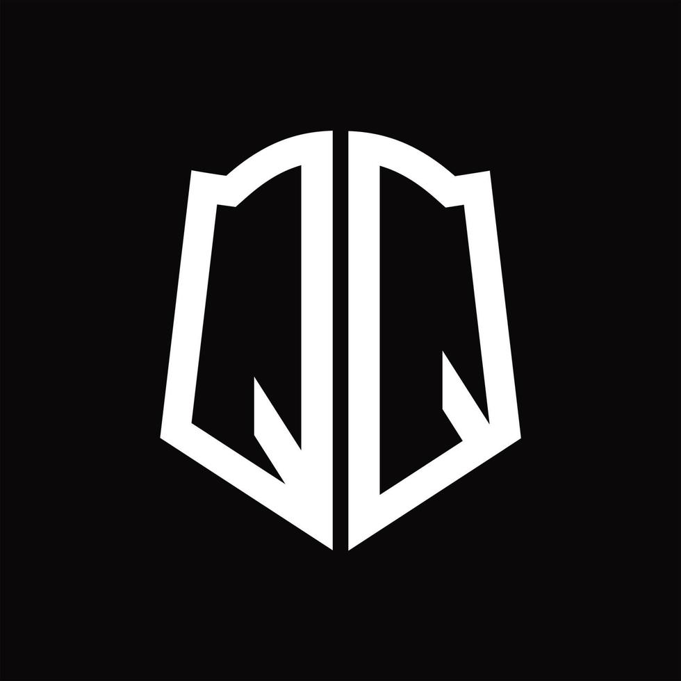 qq logo monogram met schild vorm lint ontwerp sjabloon vector