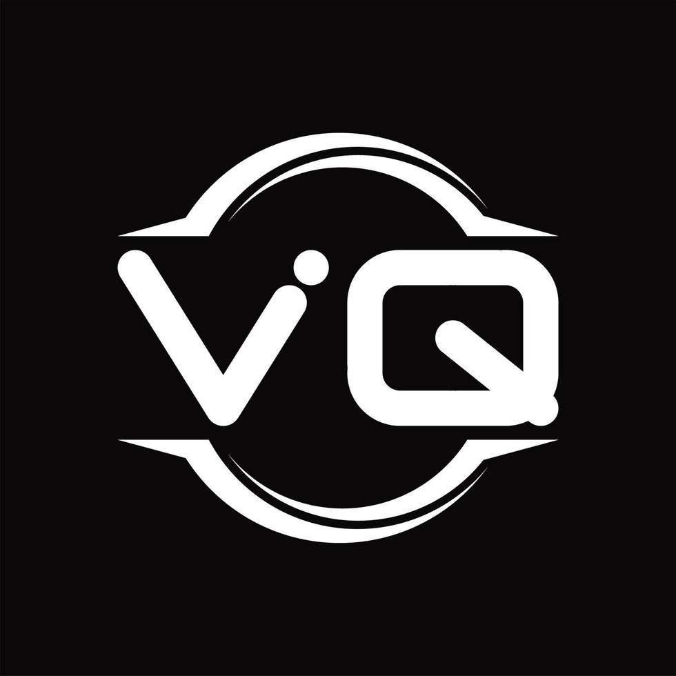 vq logo monogram met cirkel afgeronde plak vorm ontwerp sjabloon vector
