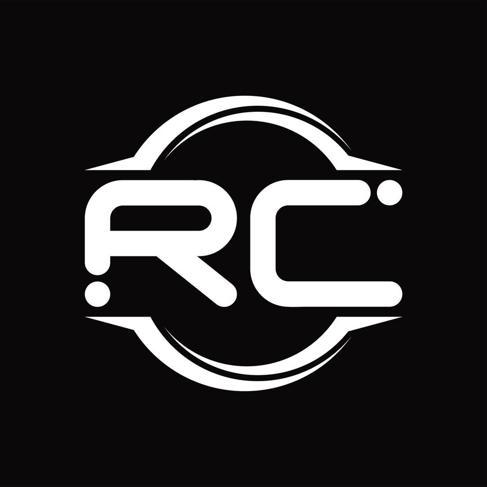 rc logo monogram met cirkel afgeronde plak vorm ontwerp sjabloon vector