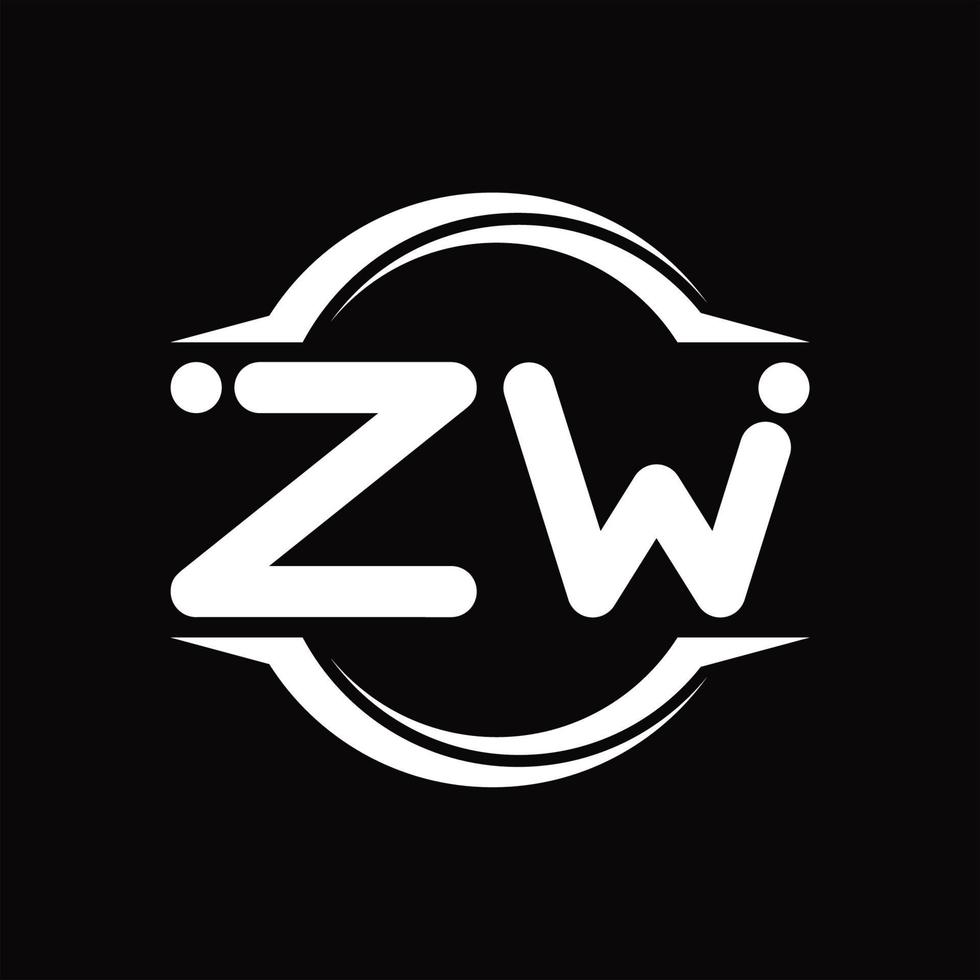 zw logo monogram met cirkel afgeronde plak vorm ontwerp sjabloon vector