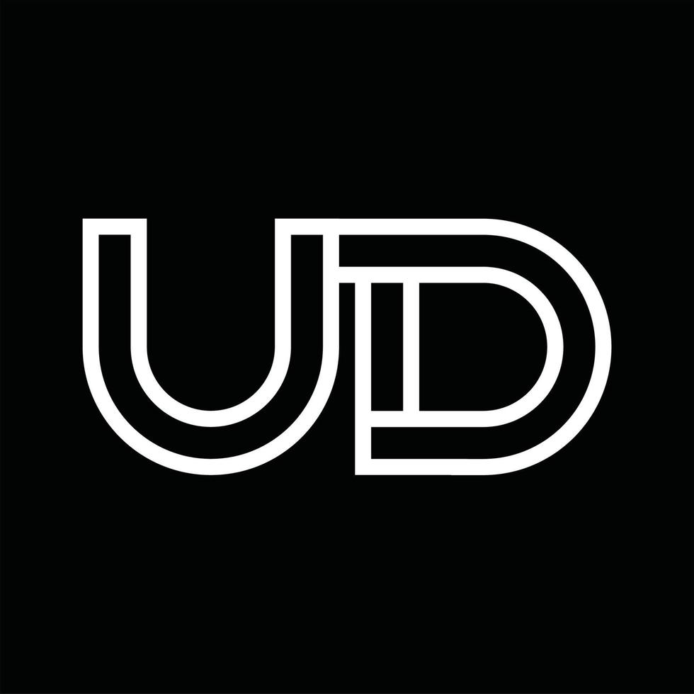 ud logo monogram met lijn stijl negatief ruimte vector