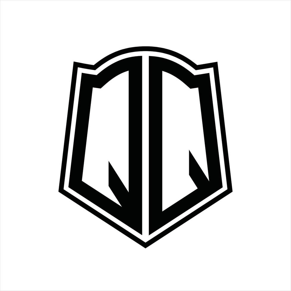 qq logo monogram met schild vorm schets ontwerp sjabloon vector
