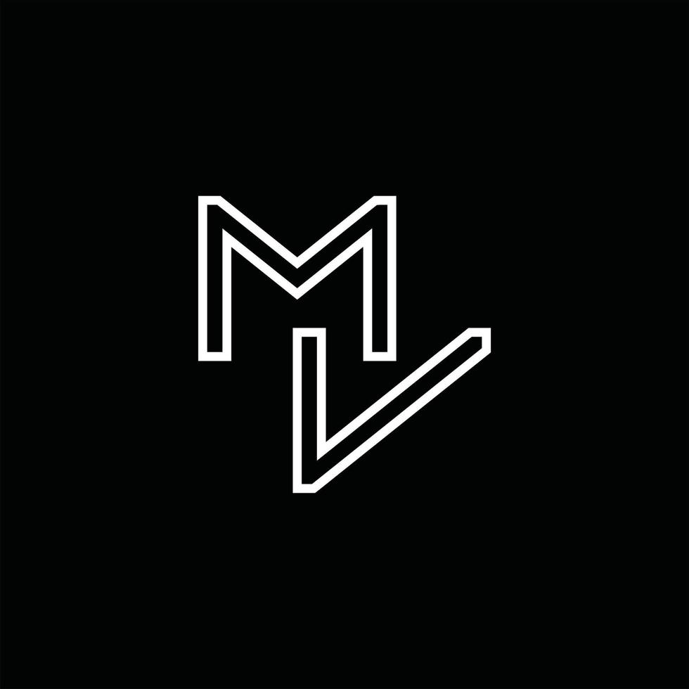 mv logo monogram met lijn stijl ontwerp sjabloon vector