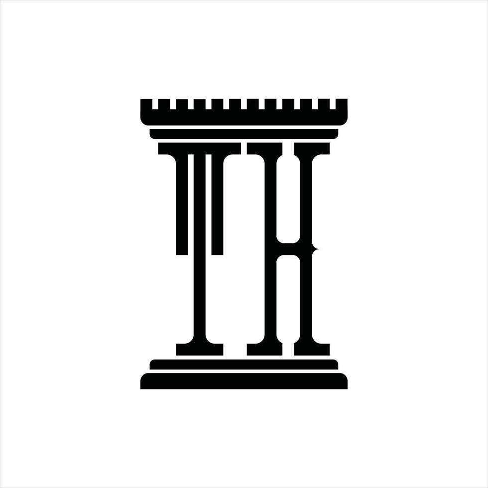 th logo monogram met pijler vorm ontwerp sjabloon vector