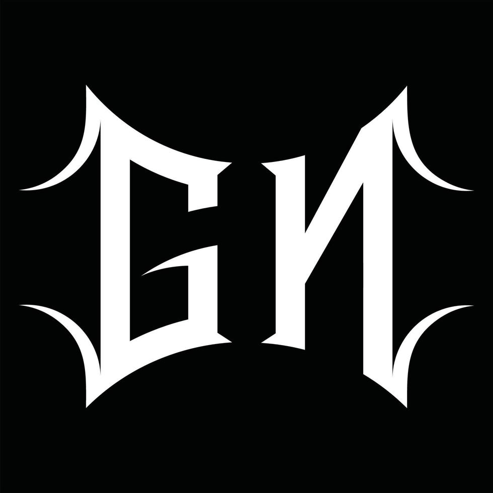 gn logo monogram met abstract vorm ontwerp sjabloon vector