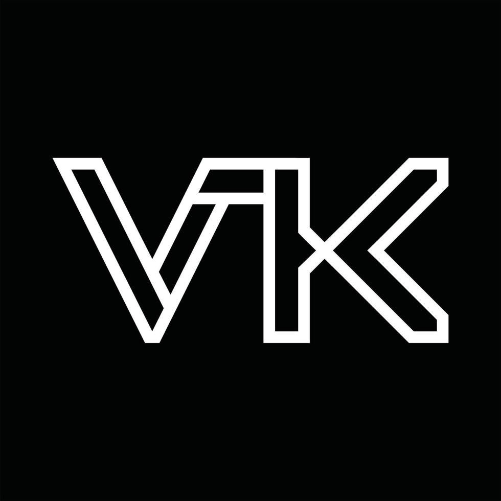 vk logo monogram met lijn stijl negatief ruimte vector