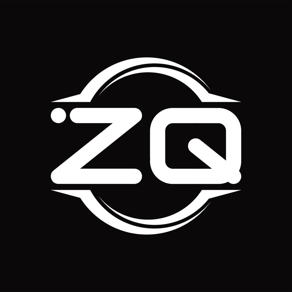 zq logo monogram met cirkel afgeronde plak vorm ontwerp sjabloon vector