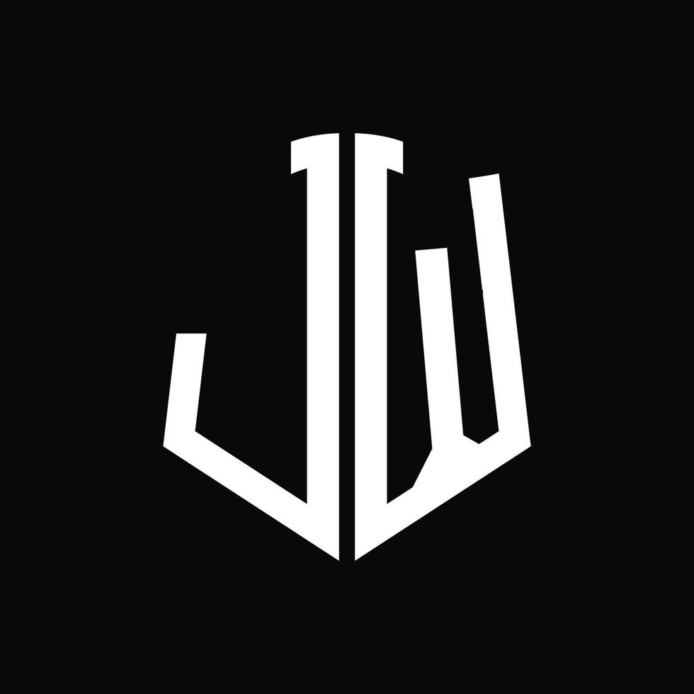 jw logo monogram met schild vorm lint ontwerp sjabloon vector