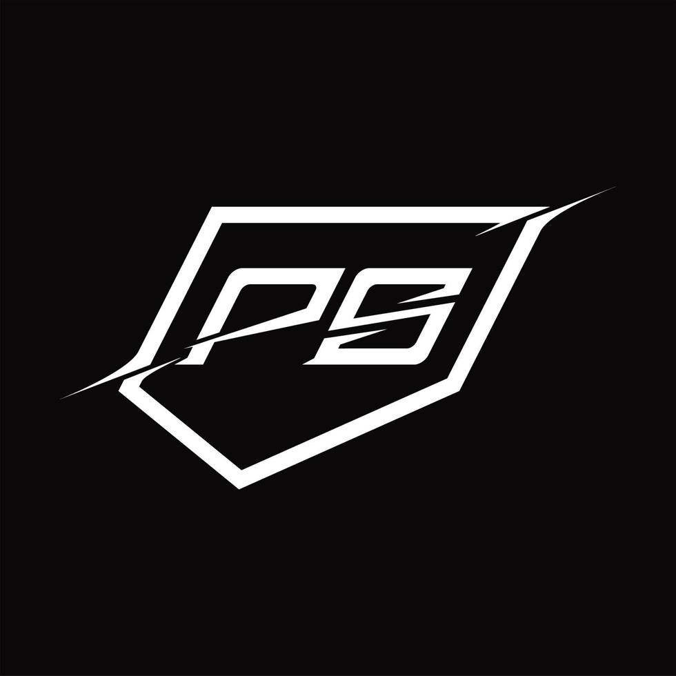 ps logo monogram brief met schild en plak stijl ontwerp vector