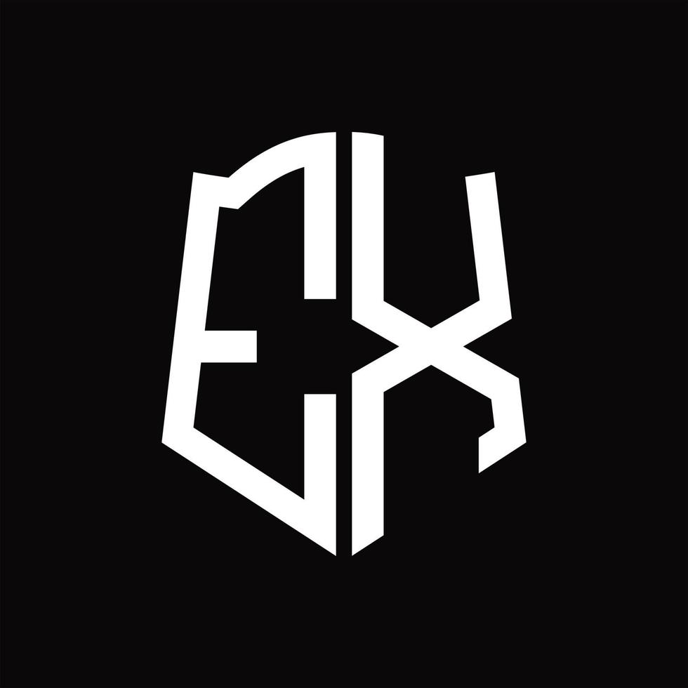 ex logo monogram met schild vorm lint ontwerp sjabloon vector