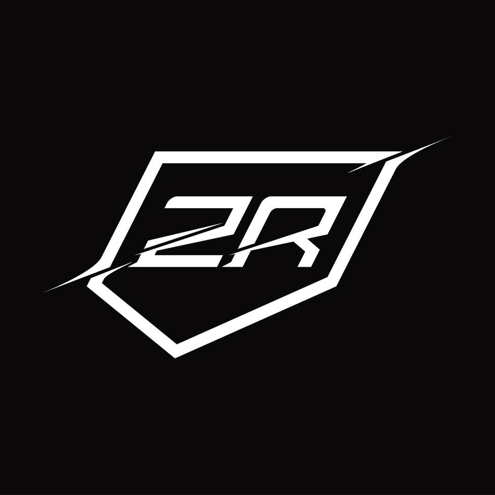 zr logo monogram brief met schild en plak stijl ontwerp vector