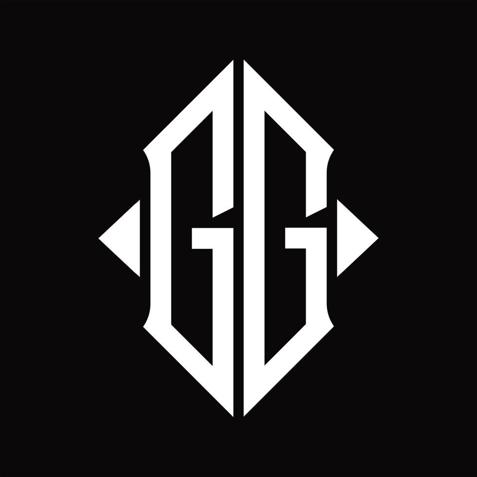 gg logo monogram met schild vorm geïsoleerd ontwerp sjabloon vector