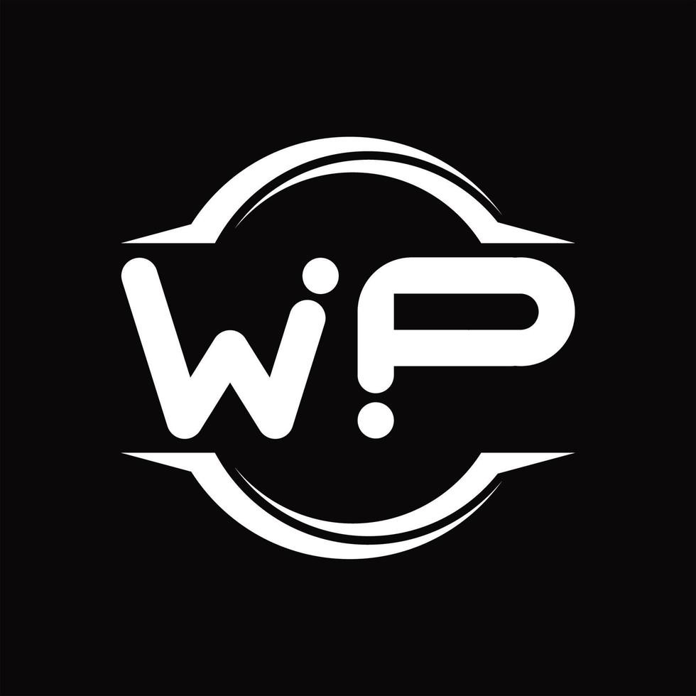 wp logo monogram met cirkel afgeronde plak vorm ontwerp sjabloon vector