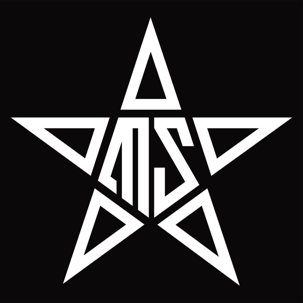 mz logo monogram met ster vorm ontwerp sjabloon vector