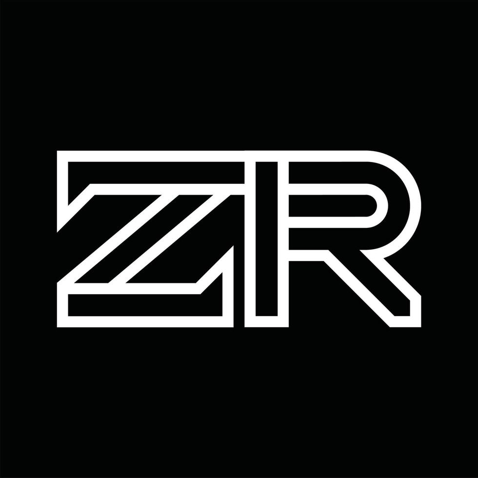 zr logo monogram met lijn stijl negatief ruimte vector