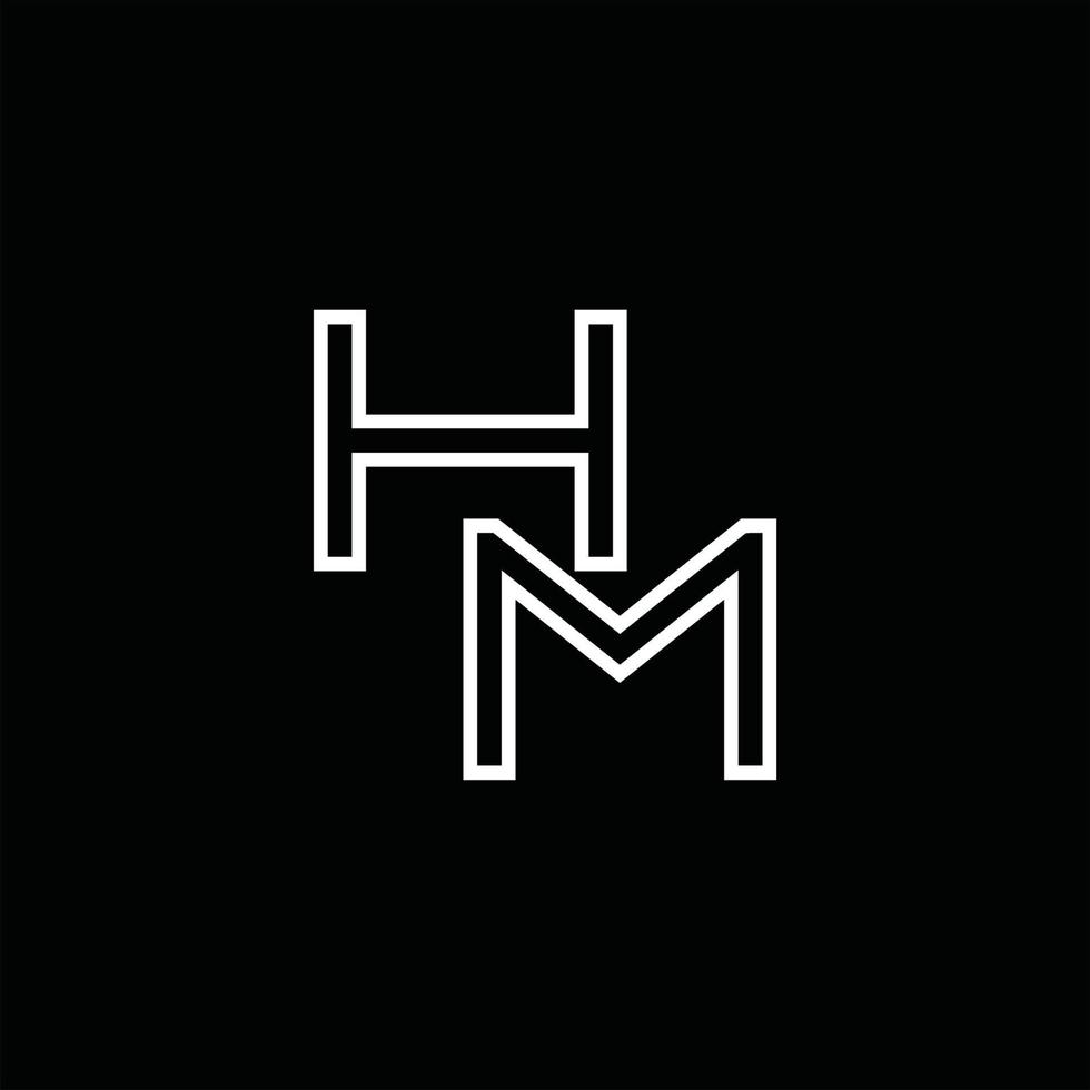 hm logo monogram met lijn stijl ontwerp sjabloon vector