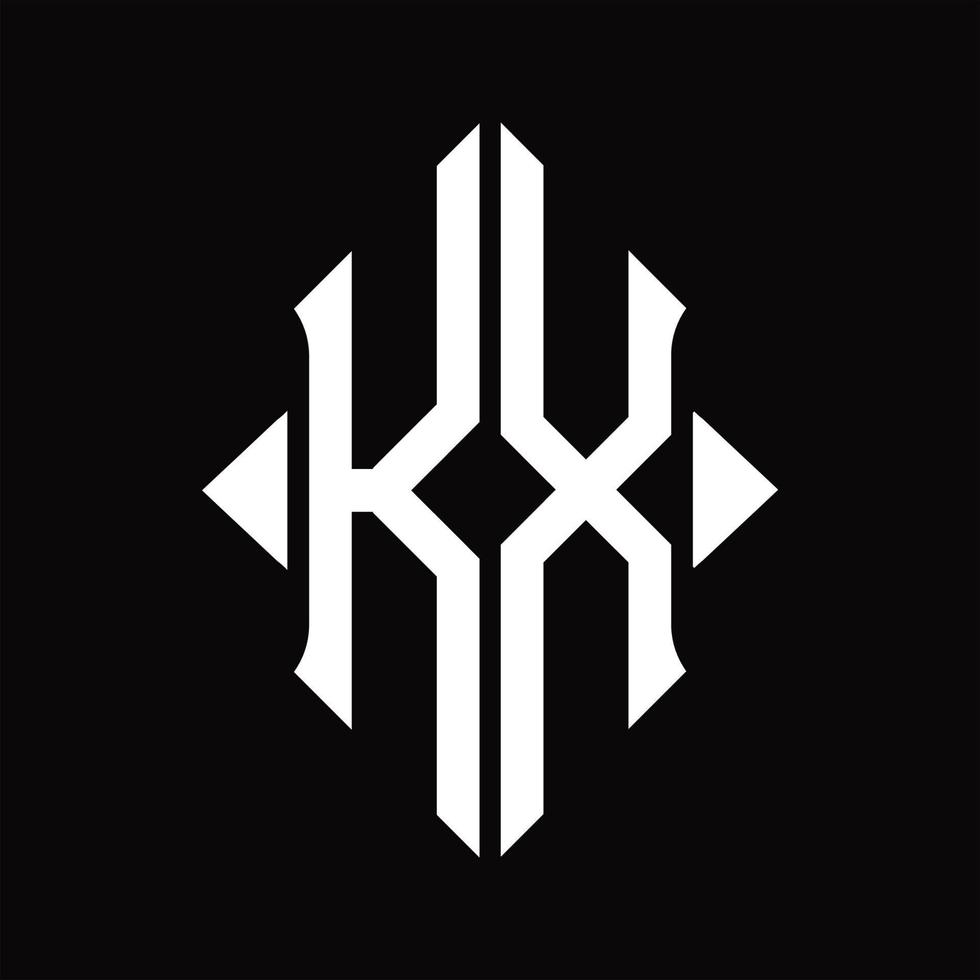 kx logo monogram met schild vorm geïsoleerd ontwerp sjabloon vector