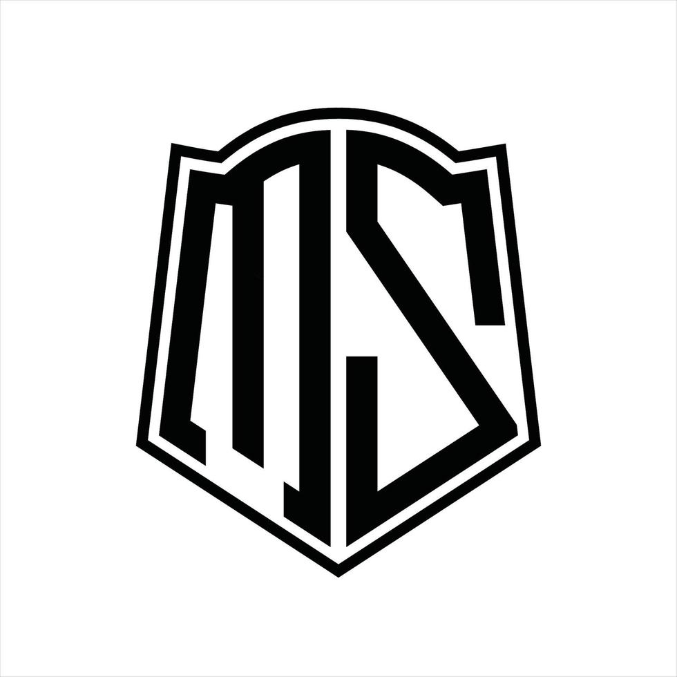 mz logo monogram met schild vorm schets ontwerp sjabloon vector