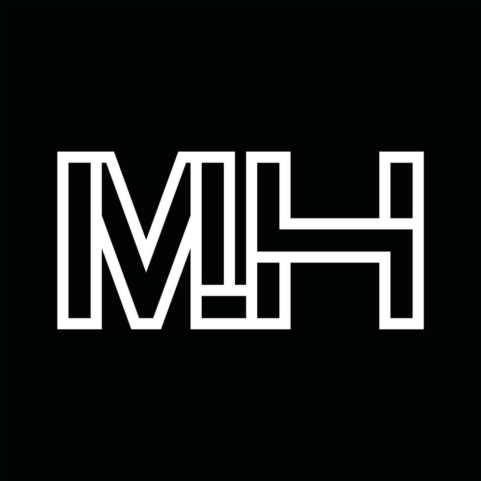 mh logo monogram met lijn stijl negatief ruimte vector
