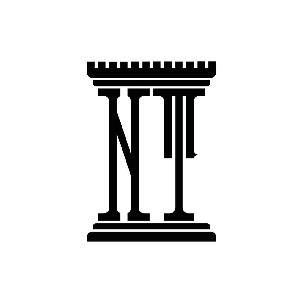 nt logo monogram met pijler vorm ontwerp sjabloon vector