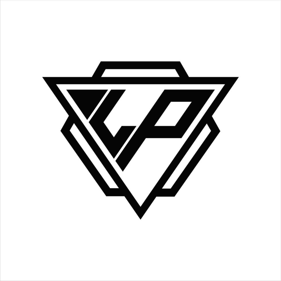 lp logo monogram met driehoek en zeshoek sjabloon vector