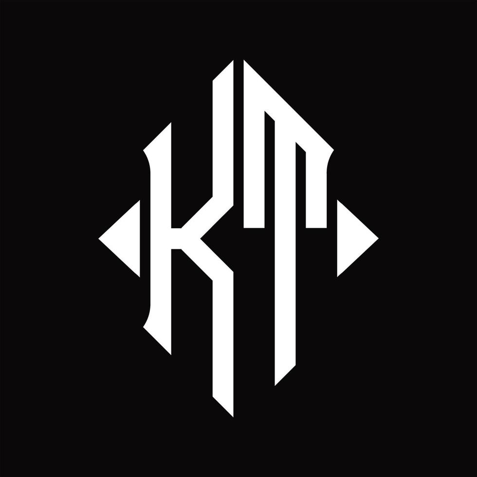 kt logo monogram met schild vorm geïsoleerd ontwerp sjabloon vector
