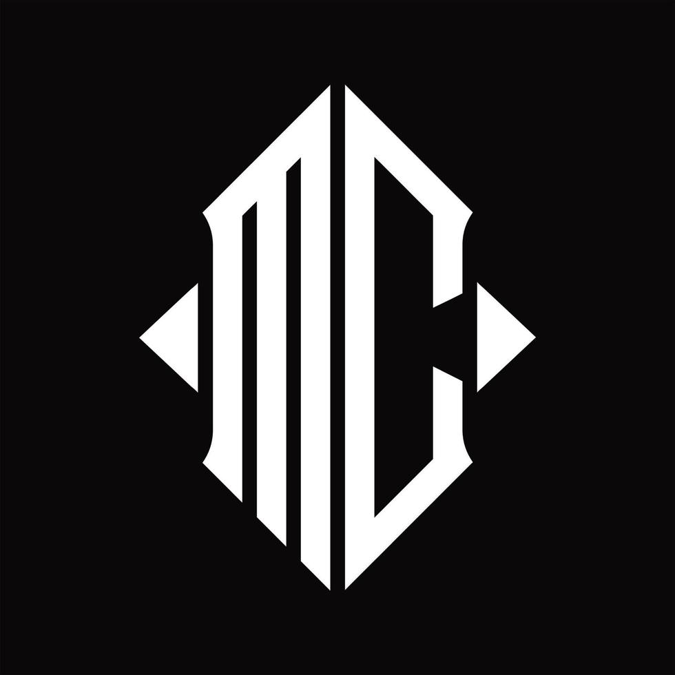 mc logo monogram met schild vorm geïsoleerd ontwerp sjabloon vector
