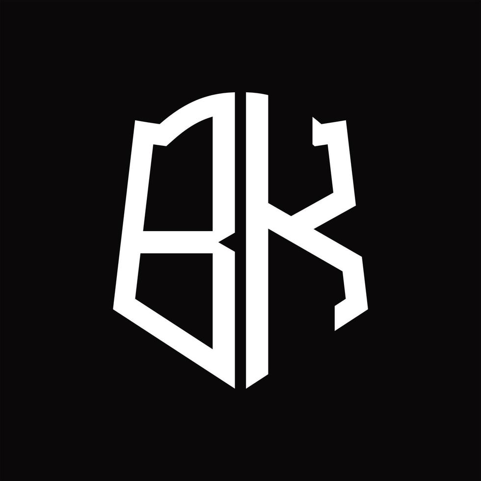 bk logo monogram met schild vorm lint ontwerp sjabloon vector