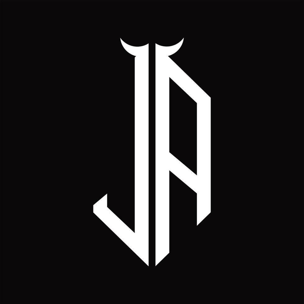 logo monogram met toeter vorm geïsoleerd zwart en wit ontwerp sjabloon vector