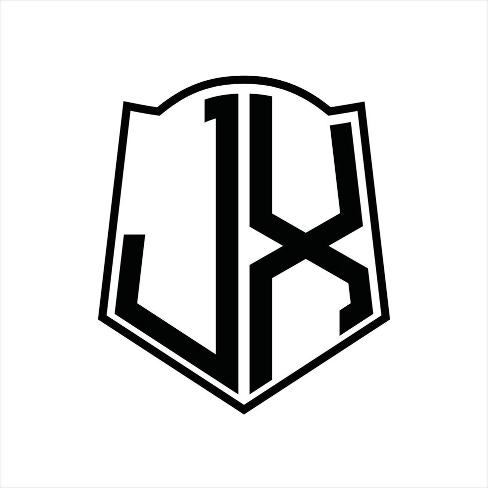jx logo monogram met schild vorm schets ontwerp sjabloon vector