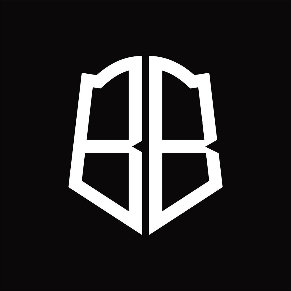 bb logo monogram met schild vorm lint ontwerp sjabloon vector
