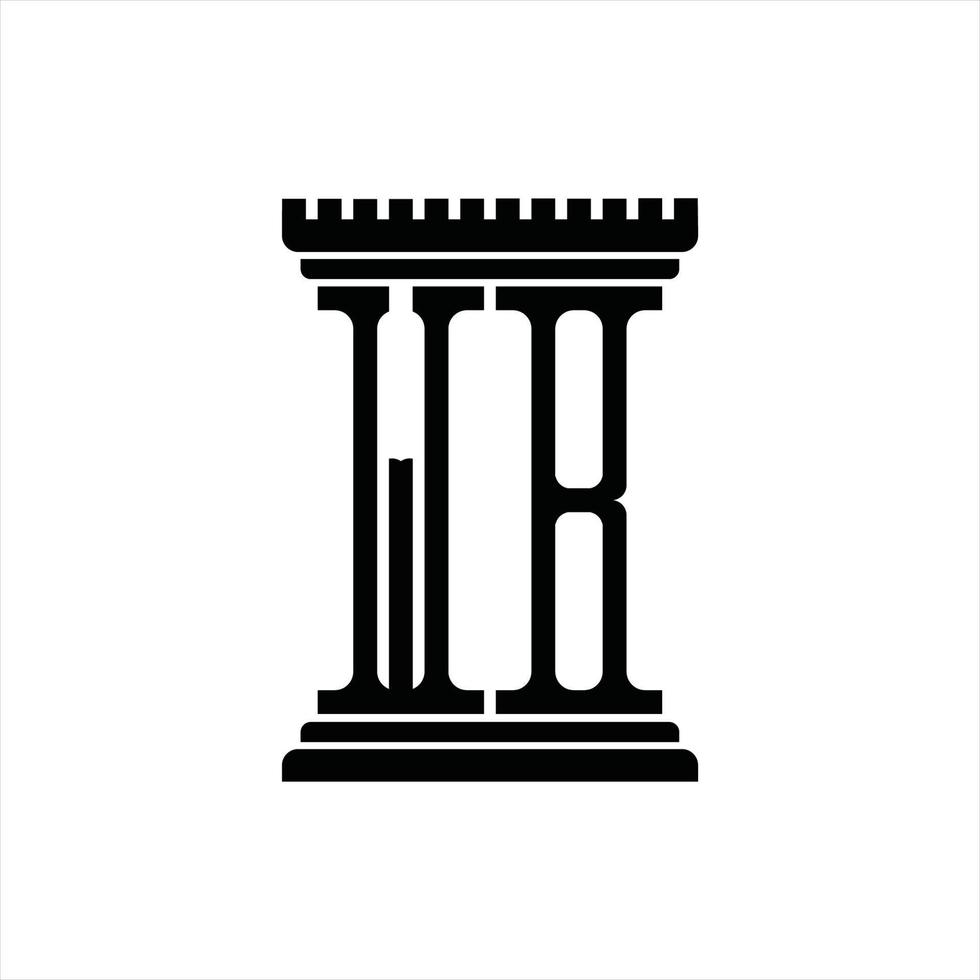 wb logo monogram met pijler vorm ontwerp sjabloon vector