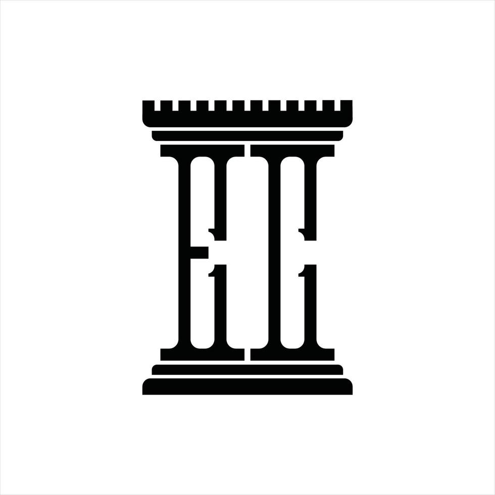 ec logo monogram met pijler vorm ontwerp sjabloon vector