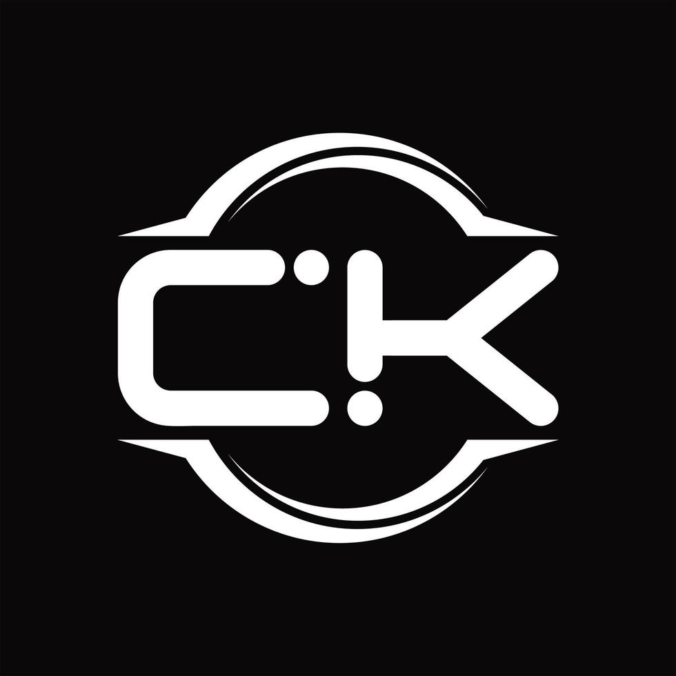 ck logo monogram met cirkel afgeronde plak vorm ontwerp sjabloon vector