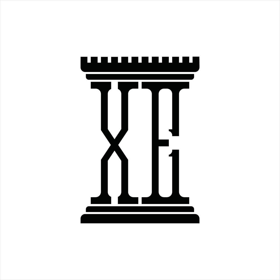 xe logo monogram met pijler vorm ontwerp sjabloon vector