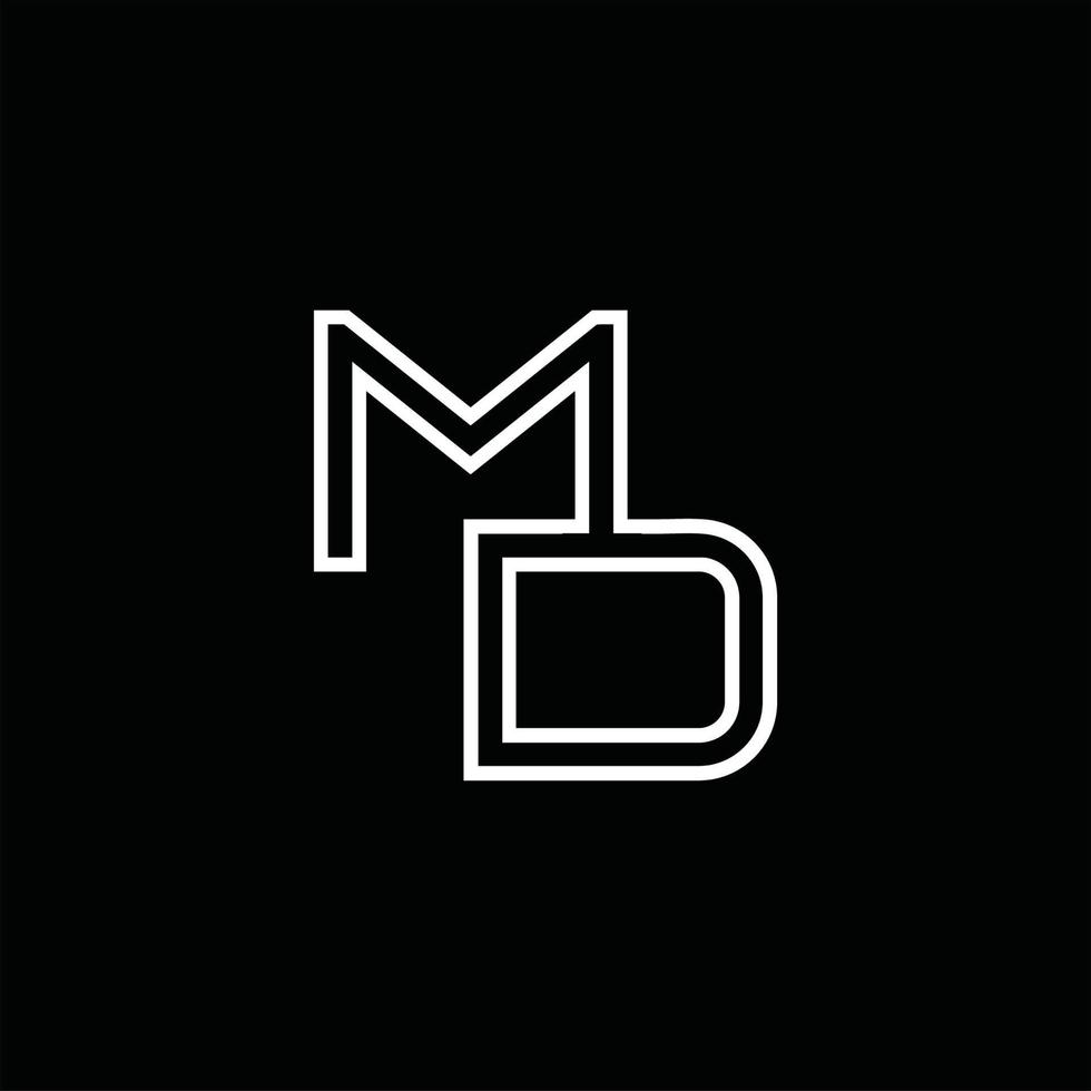 md logo monogram met lijn stijl ontwerp sjabloon vector
