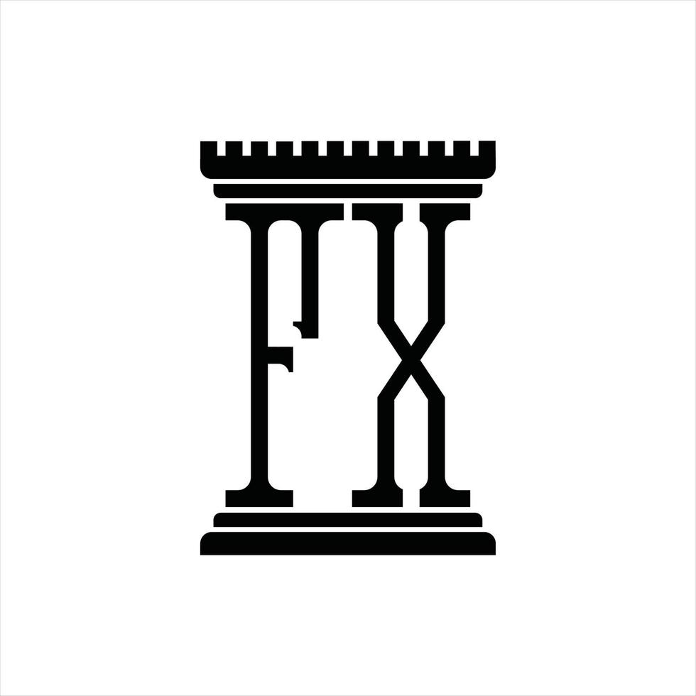 fx logo monogram met pijler vorm ontwerp sjabloon vector