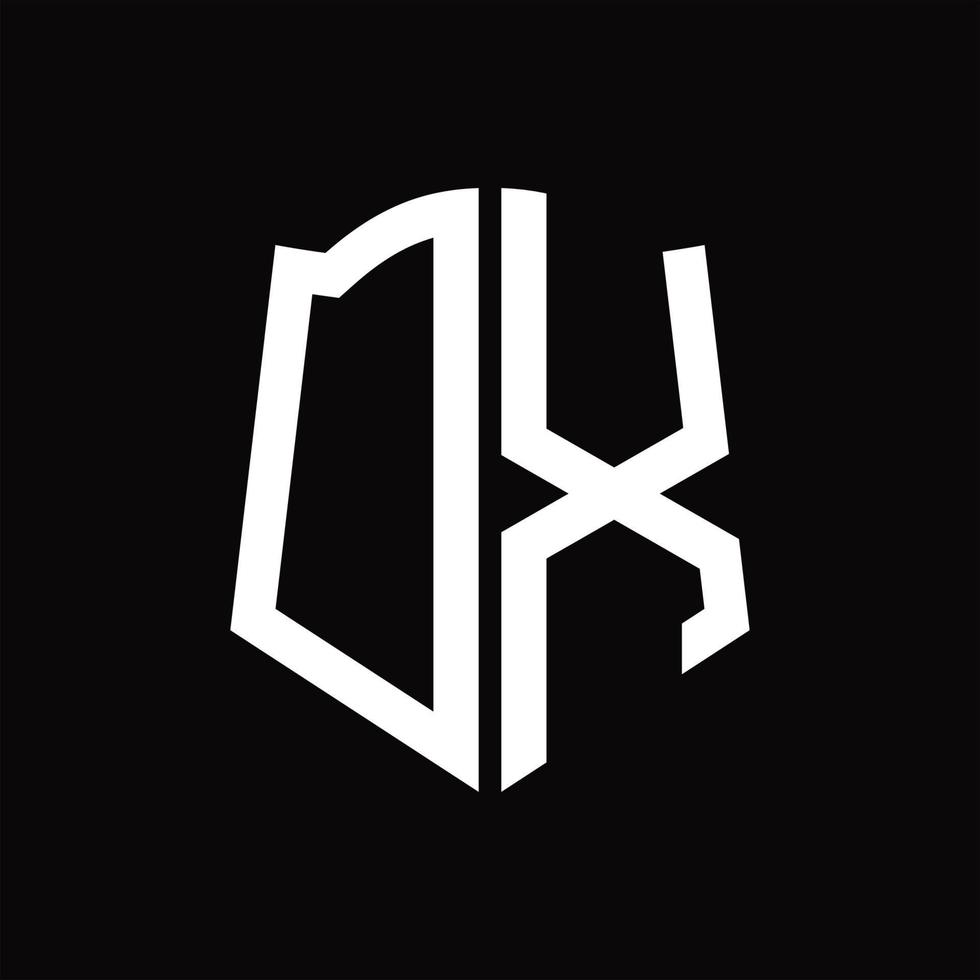 dx logo monogram met schild vorm lint ontwerp sjabloon vector