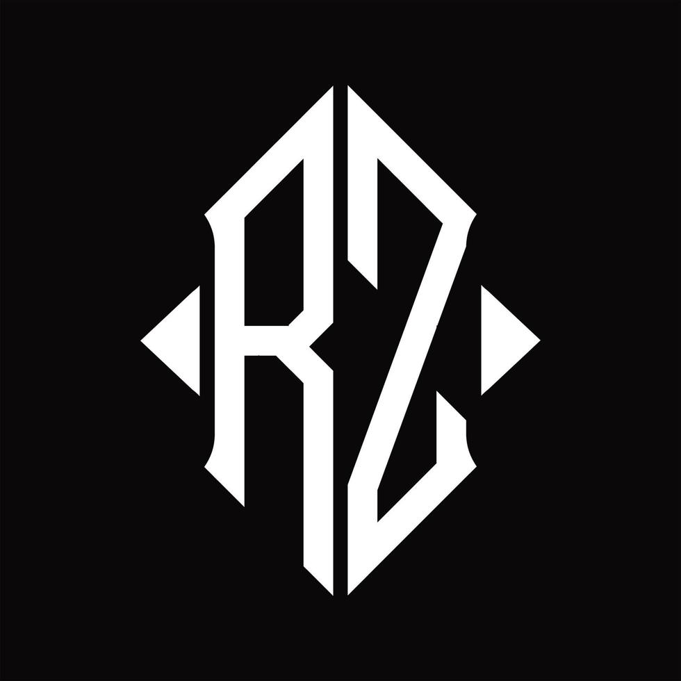 rz logo monogram met schild vorm geïsoleerd ontwerp sjabloon vector