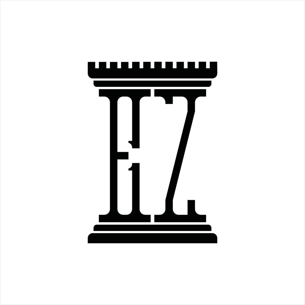 ez logo monogram met pijler vorm ontwerp sjabloon vector