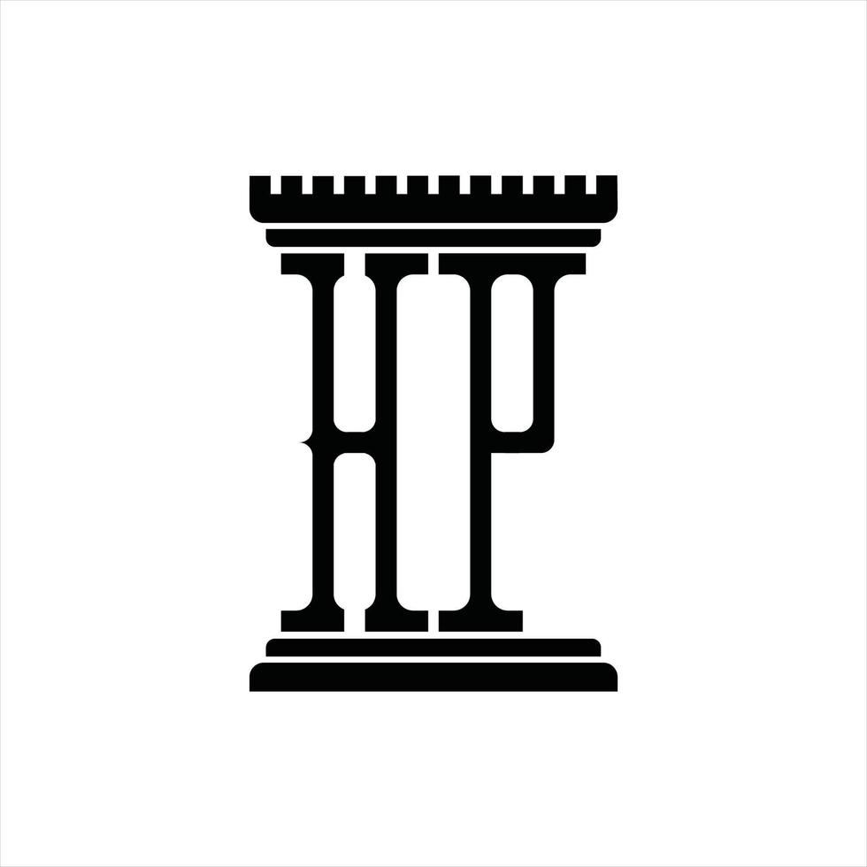 hp logo monogram met pijler vorm ontwerp sjabloon vector