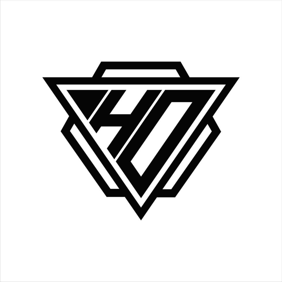 ho logo monogram met driehoek en zeshoek sjabloon vector