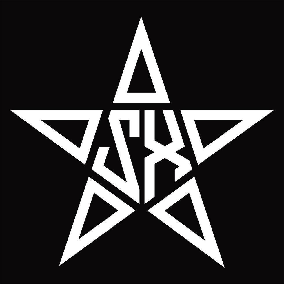 zx logo monogram met ster vorm ontwerp sjabloon vector