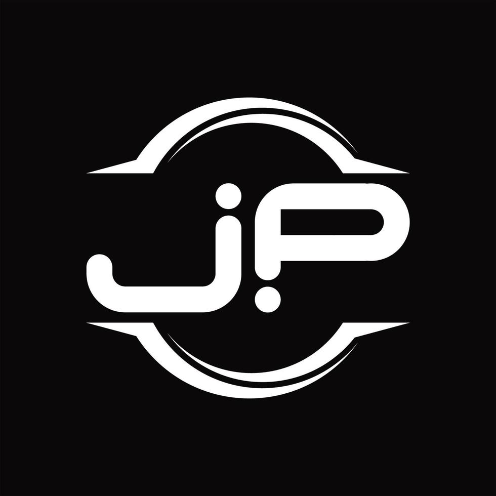 jp logo monogram met cirkel afgeronde plak vorm ontwerp sjabloon vector