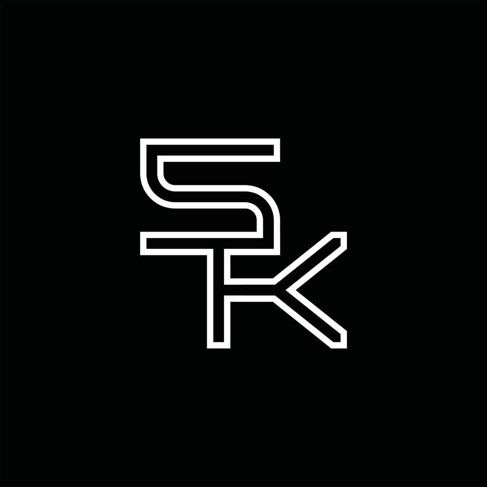sk logo monogram met lijn stijl ontwerp sjabloon vector