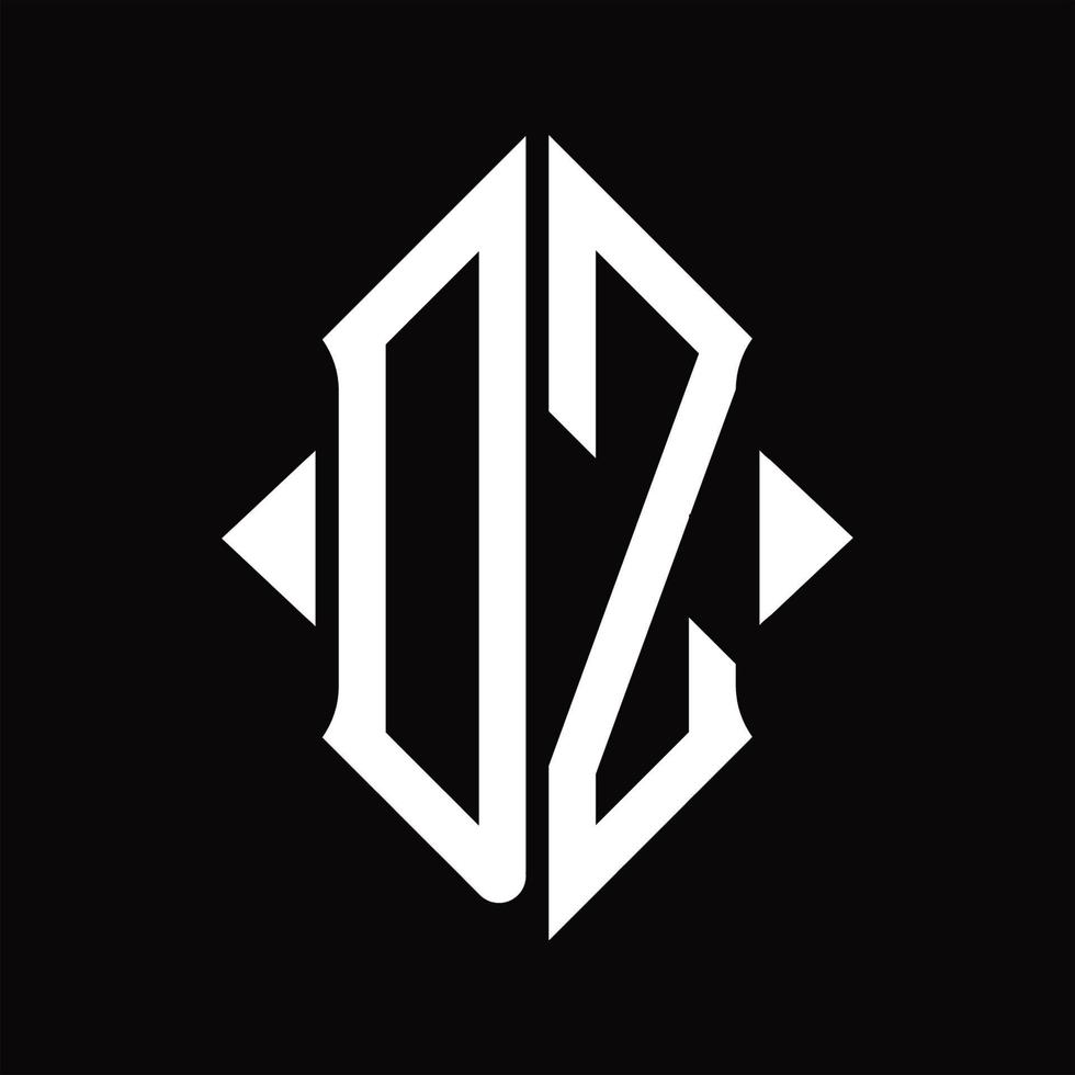 dz logo monogram met schild vorm geïsoleerd ontwerp sjabloon vector