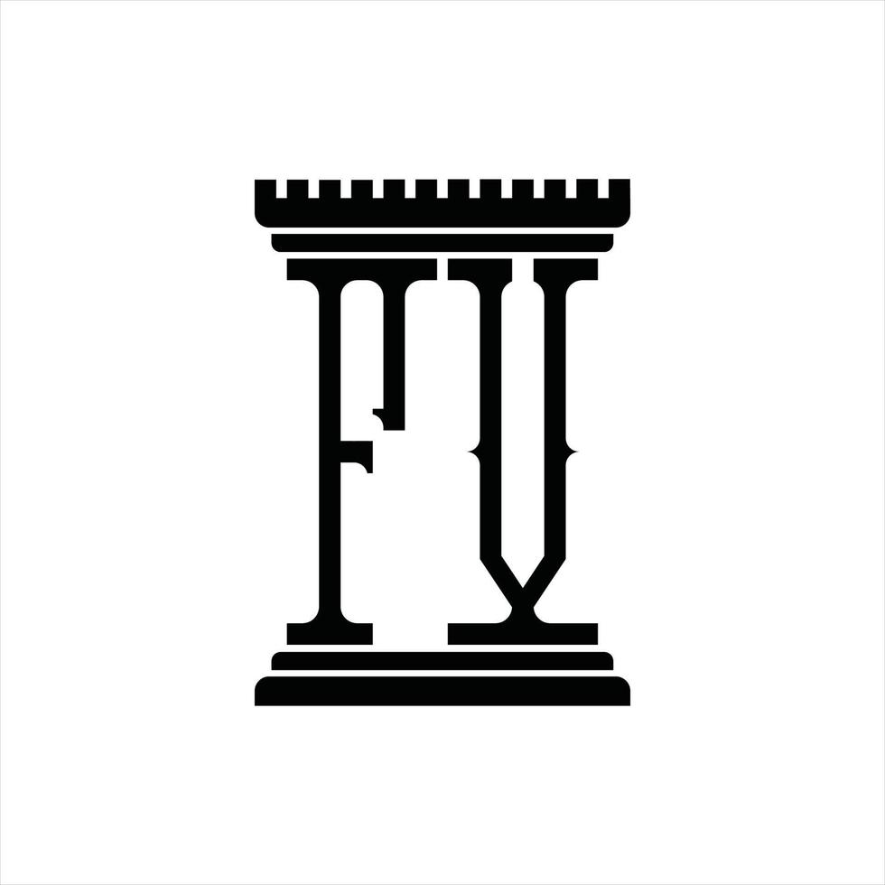 fv logo monogram met pijler vorm ontwerp sjabloon vector