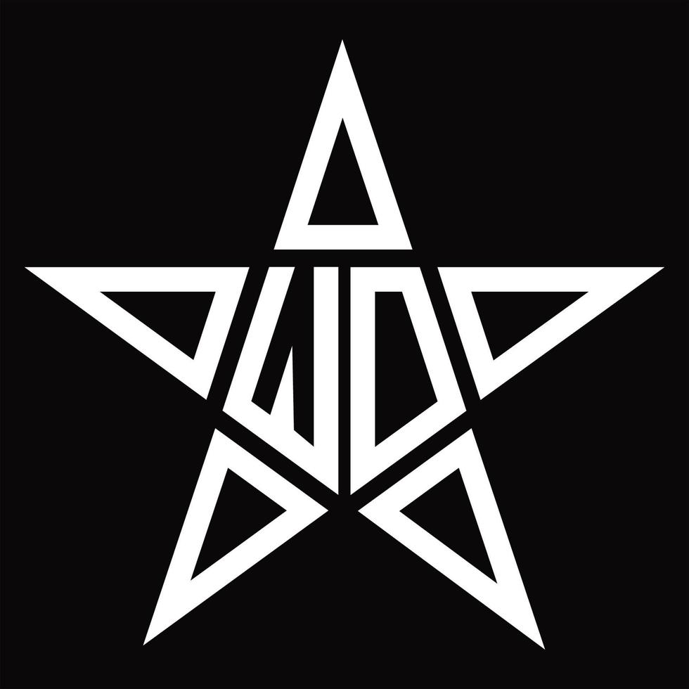 wo logo monogram met ster vorm ontwerp sjabloon vector