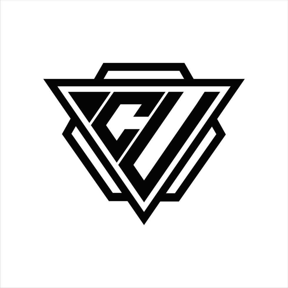 cu logo monogram met driehoek en zeshoek sjabloon vector