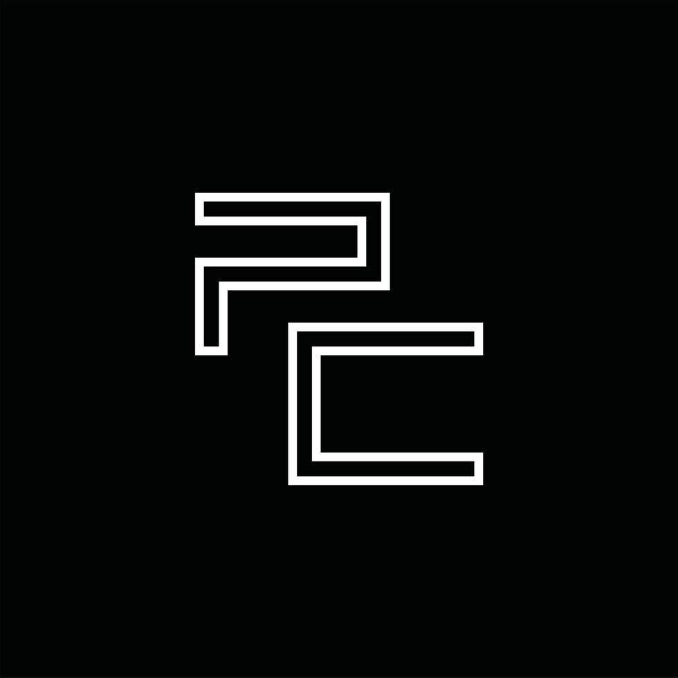 pc logo monogram met lijn stijl ontwerp sjabloon vector
